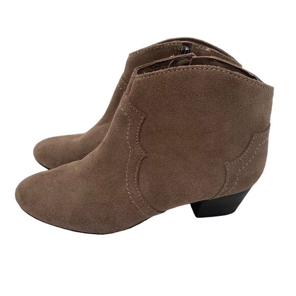 Schutz Abiha Closed Toe Ankle Boot Taupe Tan Side Zip Size 6.5B Bootie Suede - Picture 4 of 10